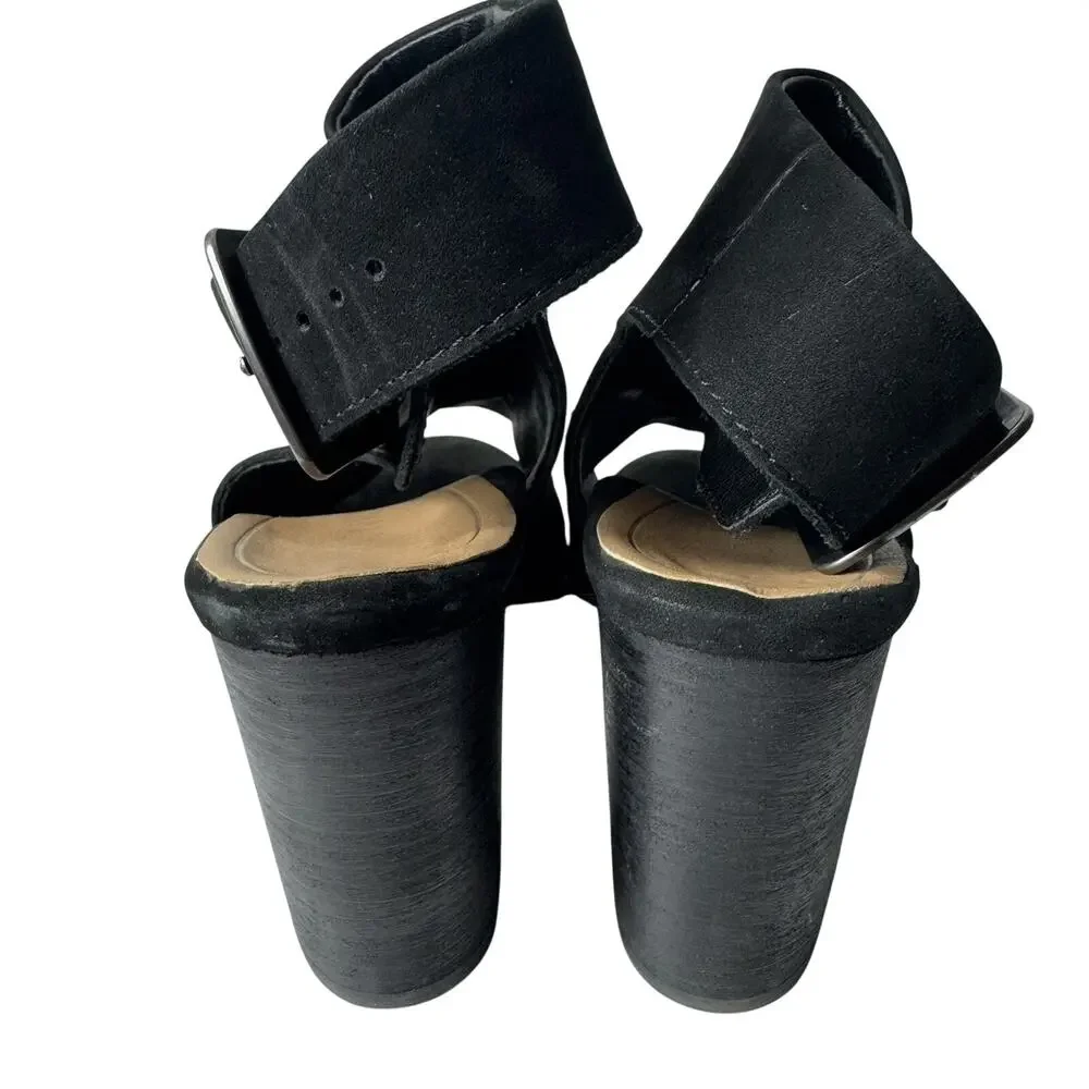 Vionic Black Peep Toe Ankle Boots 8.5 Chunky Heel Comfort Sandals - Picture 5 of 6
